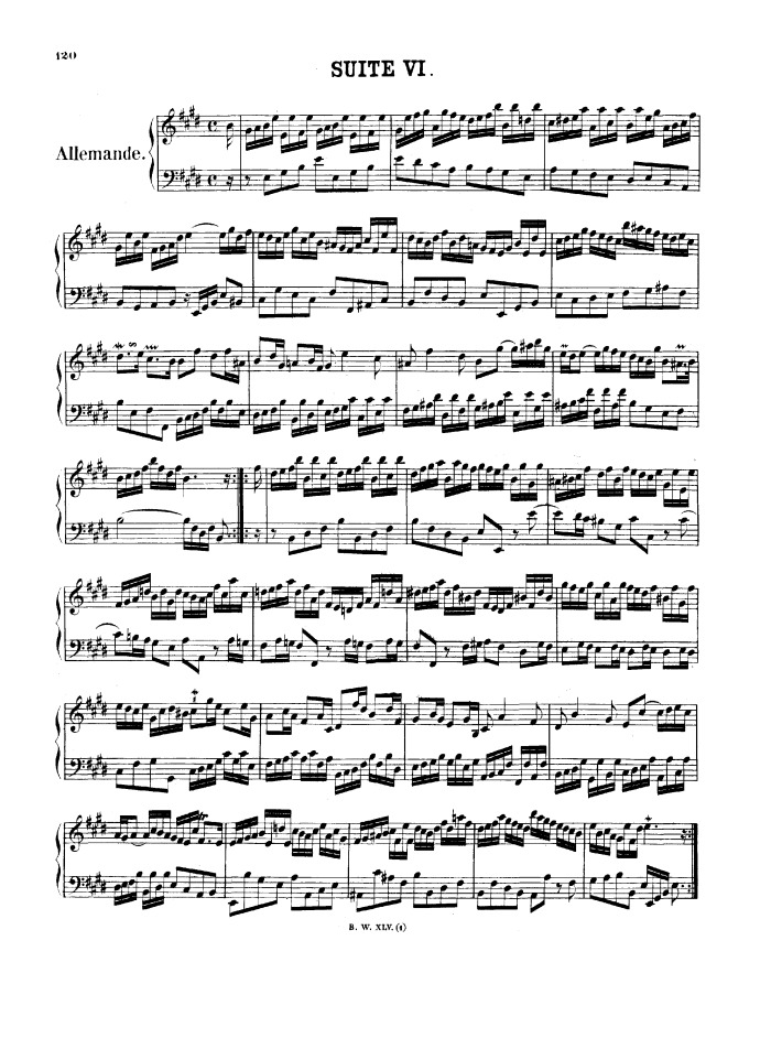 BWV 817 - French Suite No. 6 free sheet music by Bach | Pianoshelf